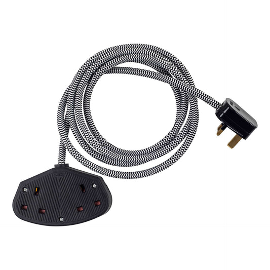 Extension Leads Colourful Fabric Extension Lead - Zig Zag homeware shops bristol gift shops bristol PRIORMADE