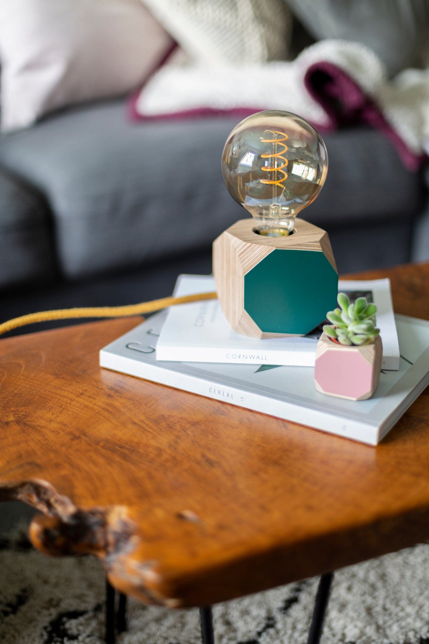 Geo Lamp Geo Filament Lamp in Peacock Blue homeware shops bristol gift shops bristol Priormade