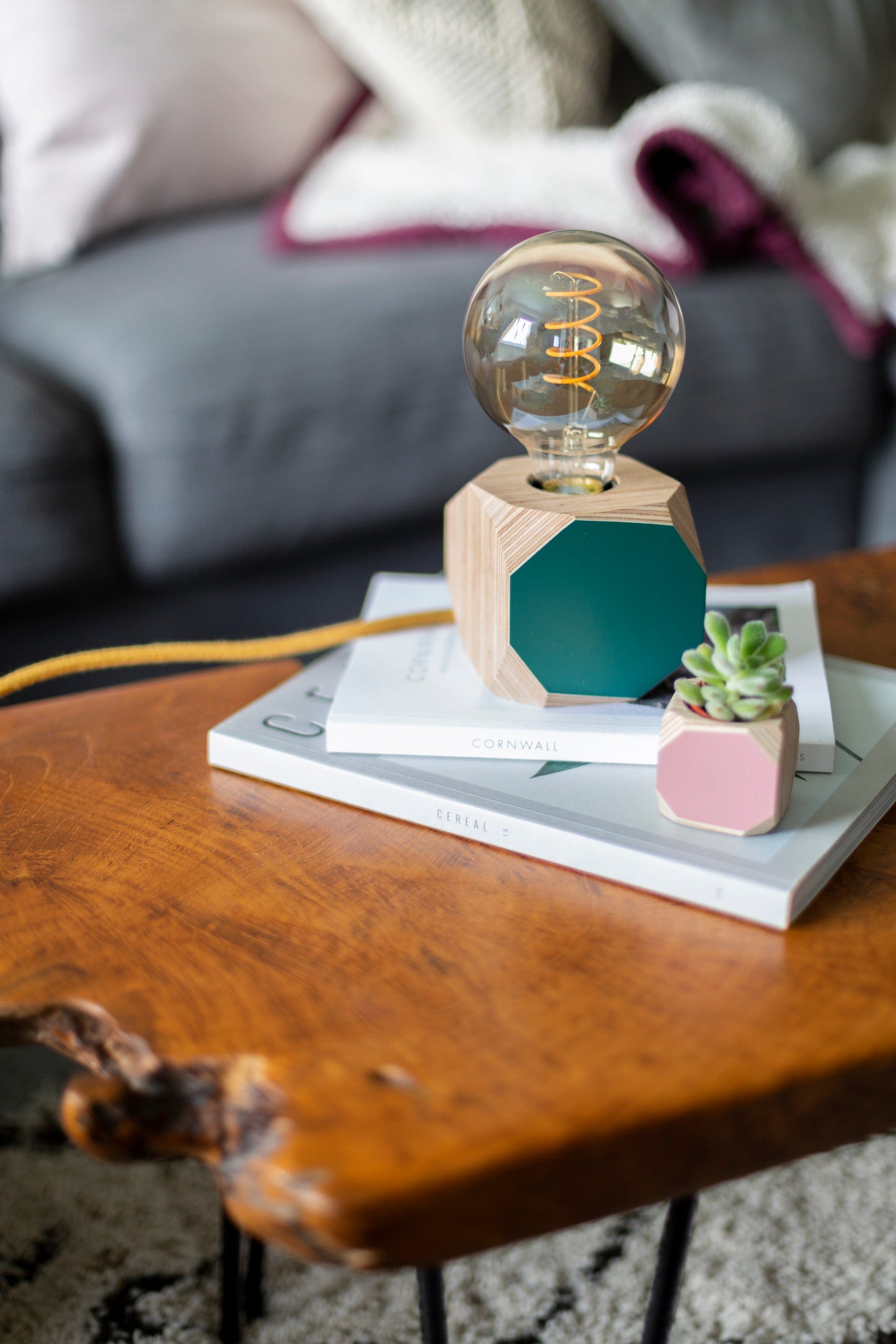 Geo Lamp Geo Filament Lamp in Peacock Blue homeware shops bristol gift shops bristol Priormade