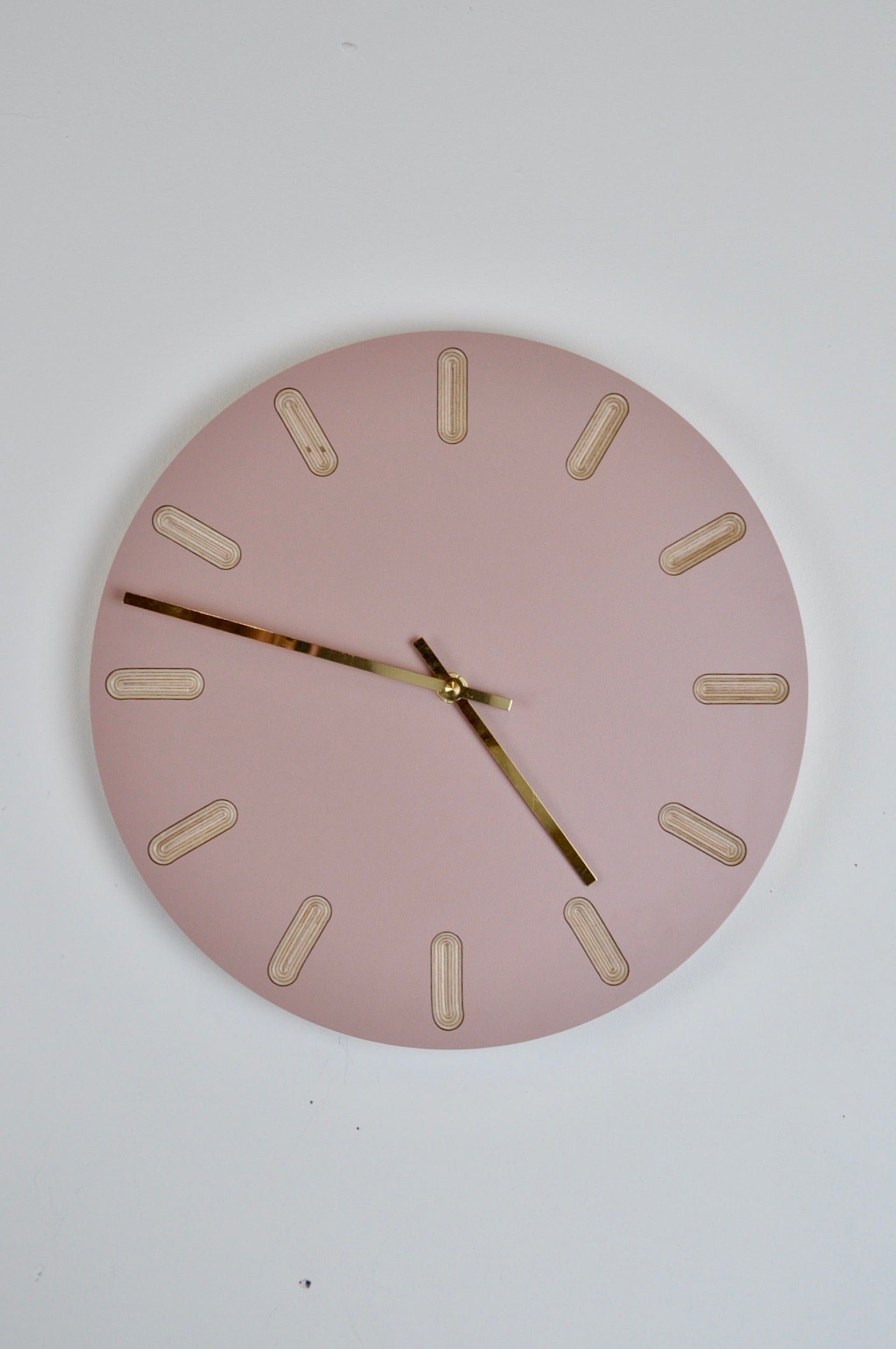 PRIORMADE Minimal Wooden Wall Clock - Dusty Pink (black or brass hands available)