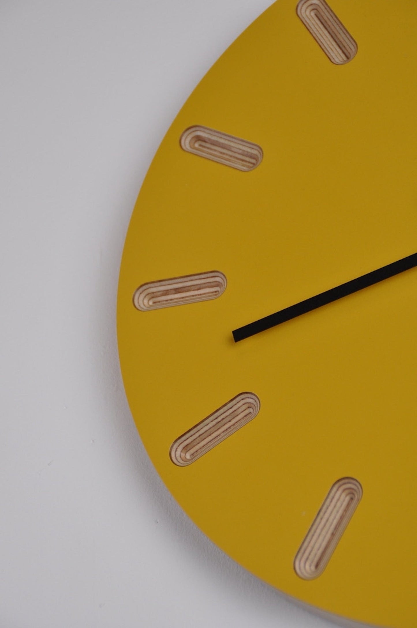 PRIORMADE Minimal Wooden Wall Clock - Yellow (black or brass hands available)