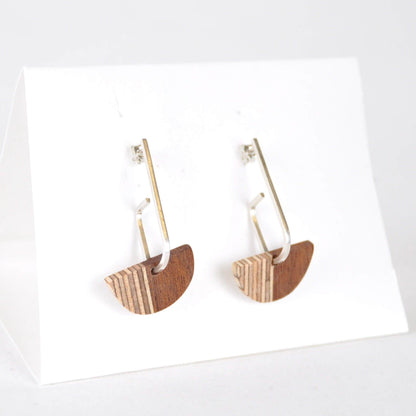 Priormade Woods Ipe x Birch Ply ‘Jay x Wood ’ - Eco Silver and Reclaimed Wooden Earrings (multiple styles)