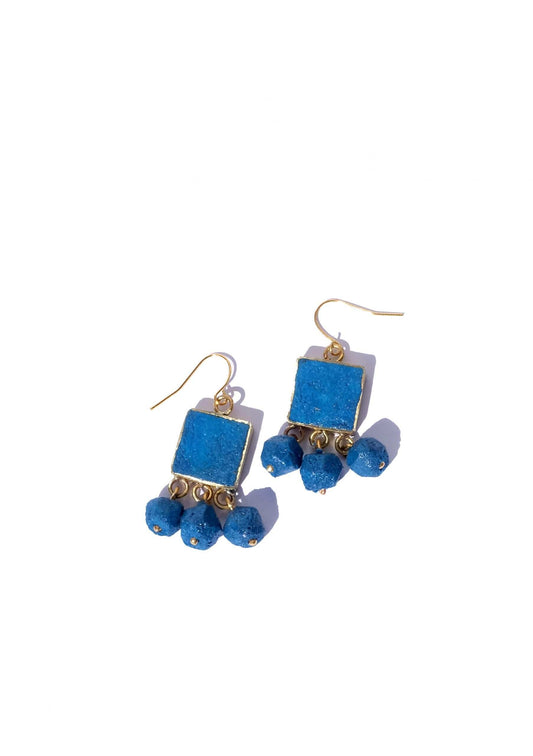 Paper Earrings Recycled Paper Square Blue Nugget Earrings homeware shops bristol gift shops bristol Quazi Design
