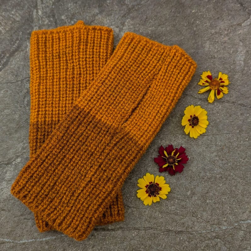 Woollen Fingerless Mittens Coreopsis Orange Woollen Fingerless Mittens - Colour Block - Five Colours homeware shops bristol gift shops bristol Ria Burns