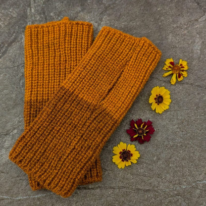 Woollen Fingerless Mittens Coreopsis Orange Woollen Fingerless Mittens - Colour Block - Five Colours homeware shops bristol gift shops bristol Ria Burns