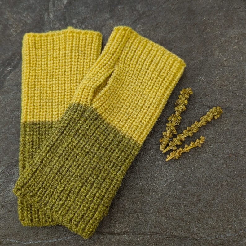 Woollen Fingerless Mittens Weld Yellow Woollen Fingerless Mittens - Colour Block - Five Colours homeware shops bristol gift shops bristol Ria Burns