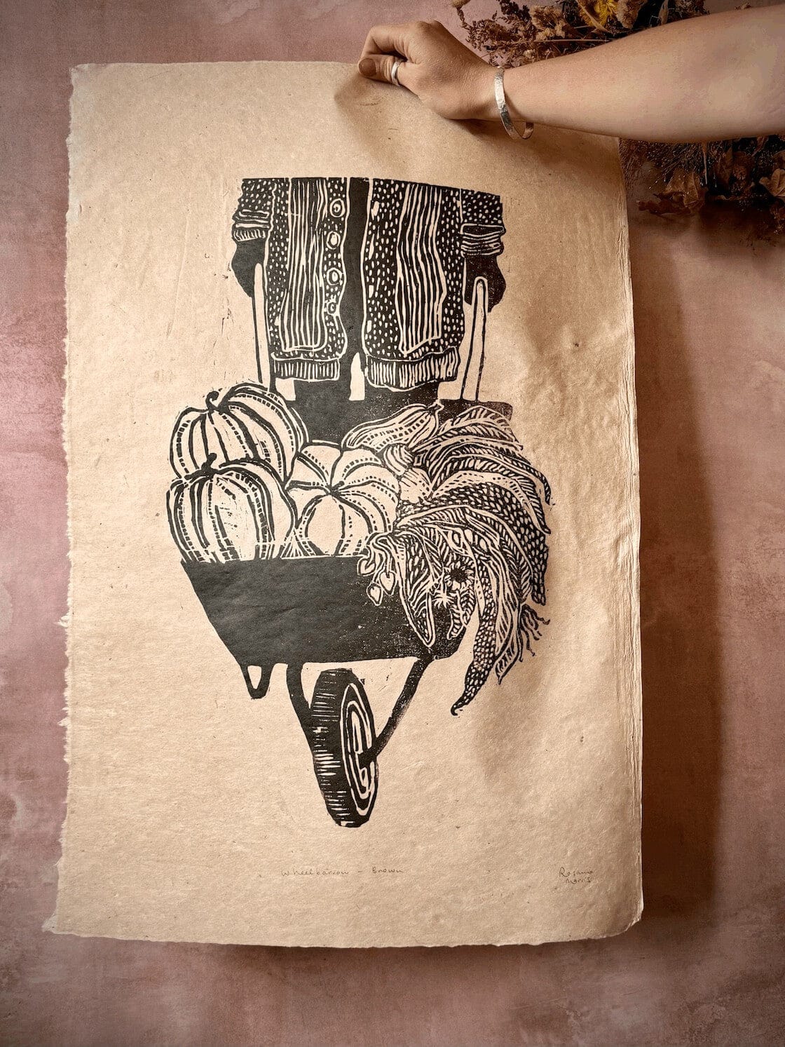 Artwork 'Wheelbarrow' - Wood-cut Print homeware shops bristol gift shops bristol Rosanna Morris