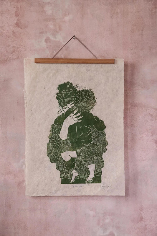 Motherhood Print Lino Print 'Breathe' homeware shops bristol gift shops bristol Rosanna Morris