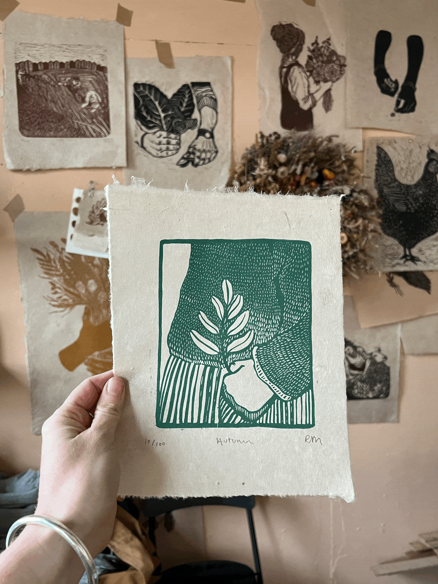 Prints 'Autumn' Lino Cut Print homeware shops bristol gift shops bristol Rosanna Morris