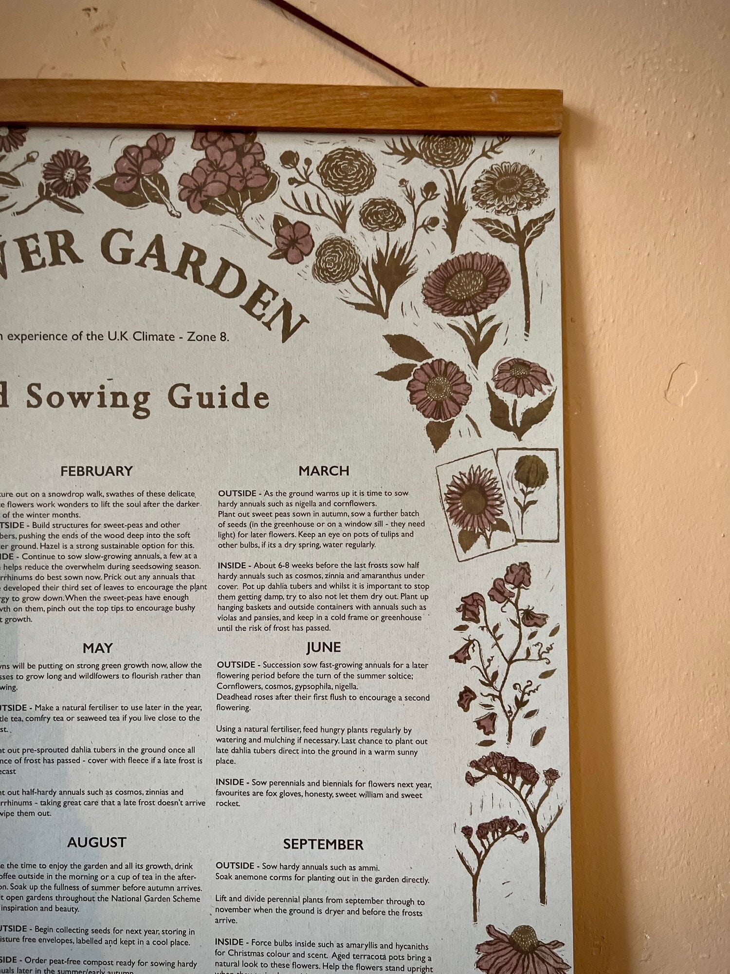 Rosanna Morris Prints Seed Sowing Guide - Vegetables and Flowers (A2 Poster)