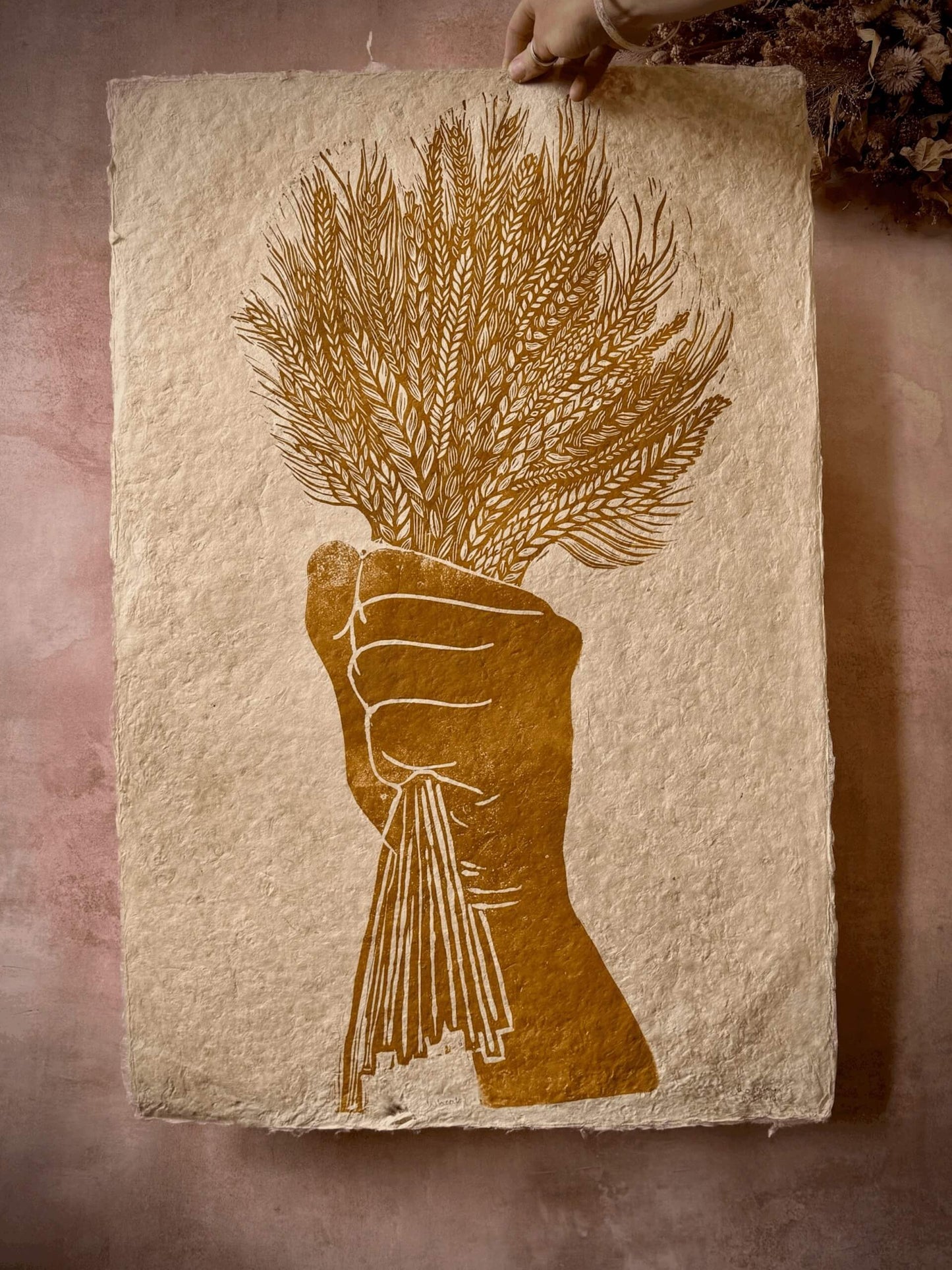 Prints Wheat - Linocut print (Ochre) homeware shops bristol gift shops bristol Rosanna Morris