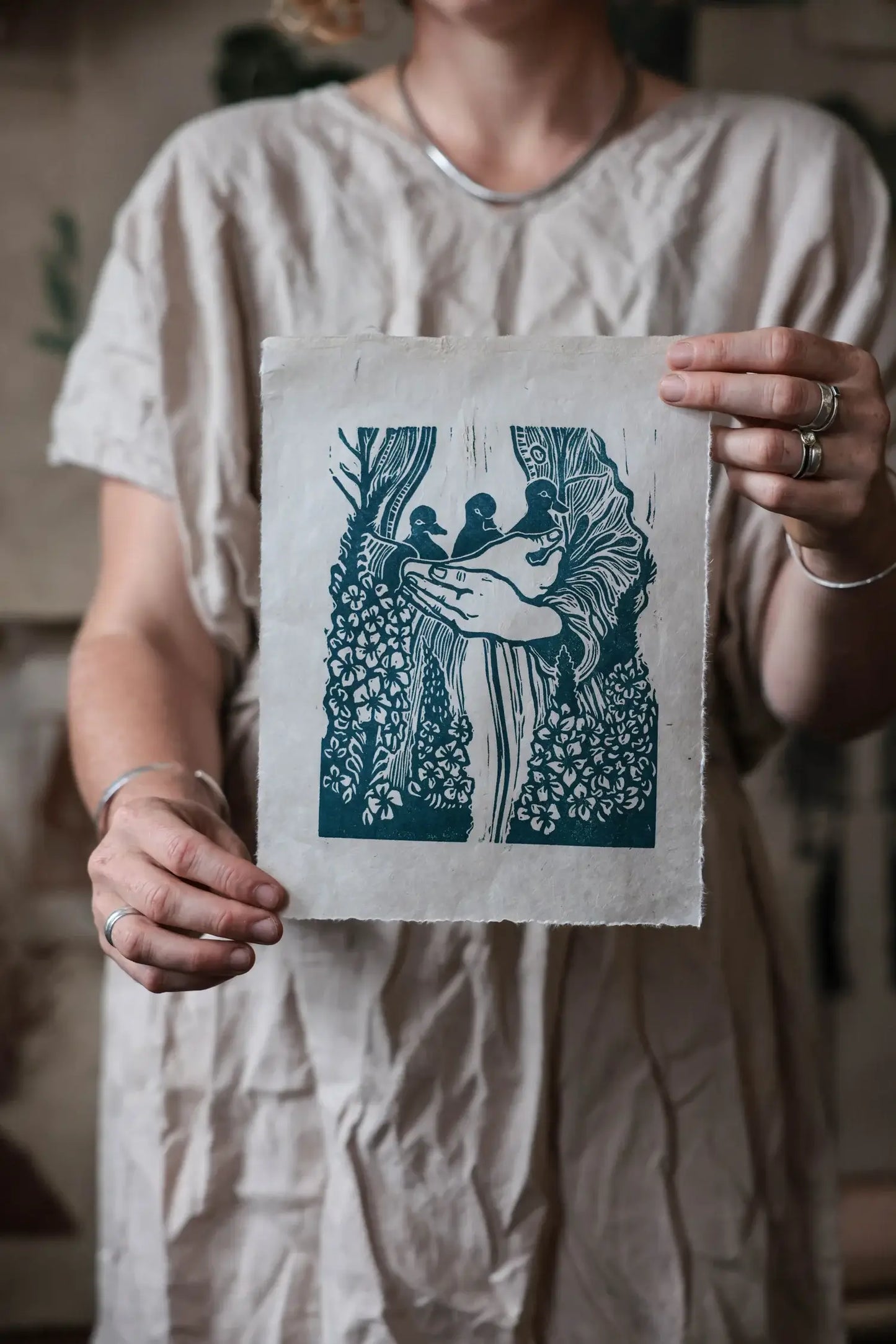 Small Linocut 'Ducklings' homeware shops bristol gift shops bristol Rosanna Morris