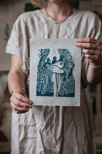 Small Linocut 'Ducklings' homeware shops bristol gift shops bristol Rosanna Morris