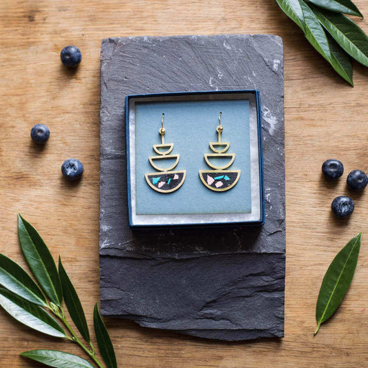 Brass Earrings Half Moon Drop homeware shops bristol gift shops bristol Scatter Jewellery