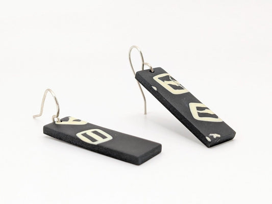 Shaped Contemporary Earrings Block Earrings - 'Float' in Black and White