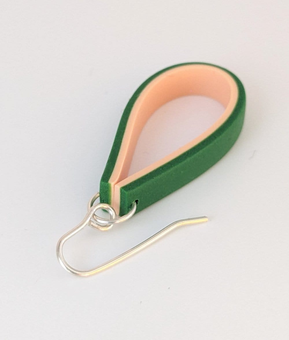 Shaped Contemporary Earrings Teardrop Earring - Cameo Petite in Soft Peach and Vintage Green