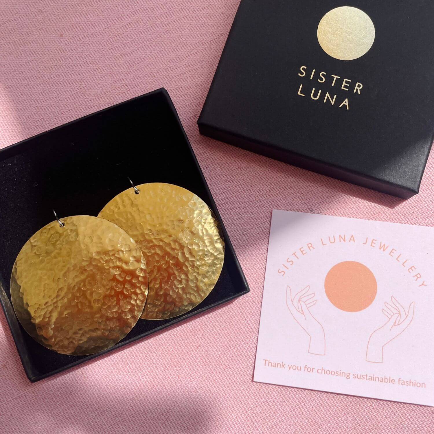 Brass Earrings Solar Disc Earrings - Three Sizes homeware shops bristol gift shops bristol Sister Luna