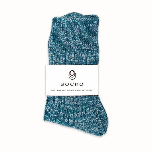 Socko Small Recycled Yarn Socks - Teal Blue Fleck S/M/L