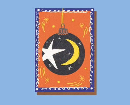 Christmas Card Bauble Moon & Star Christmas Greetings Cards - Various Designs homeware shops bristol gift shops bristol Sophie Colette