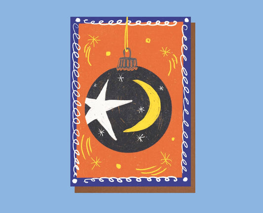Christmas Card Bauble Moon & Star Christmas Greetings Cards - Various Designs homeware shops bristol gift shops bristol Sophie Colette