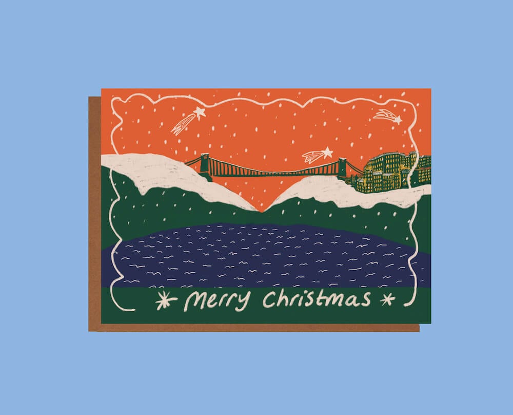 Christmas Card Bristol Bridge -Merry Christmas Christmas Greetings Cards - Various Designs homeware shops bristol gift shops bristol Sophie Colette