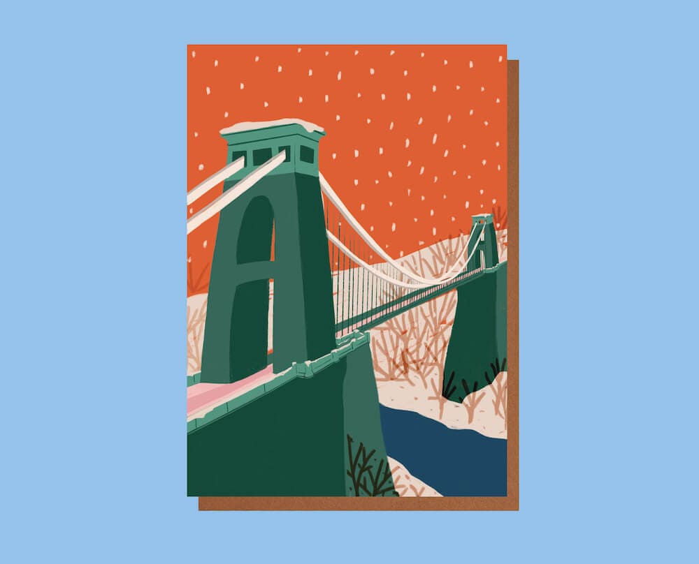 Christmas Card Bristol Bridge Snow Christmas Greetings Cards - Various Designs homeware shops bristol gift shops bristol Sophie Colette