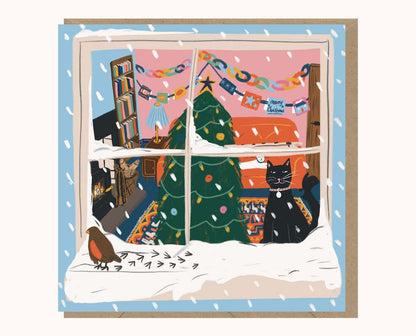 Christmas Card Christmas Cat (Square) Christmas Greetings Cards - Various Designs homeware shops bristol gift shops bristol Sophie Colette