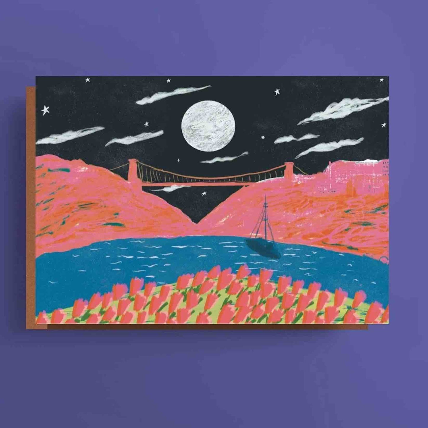 Bristol Themed Greetings Card Clifton Suspension Bridge at Night Bristol Greetings Card (Various Designs) homeware shops bristol gift shops bristol Sophie Colette