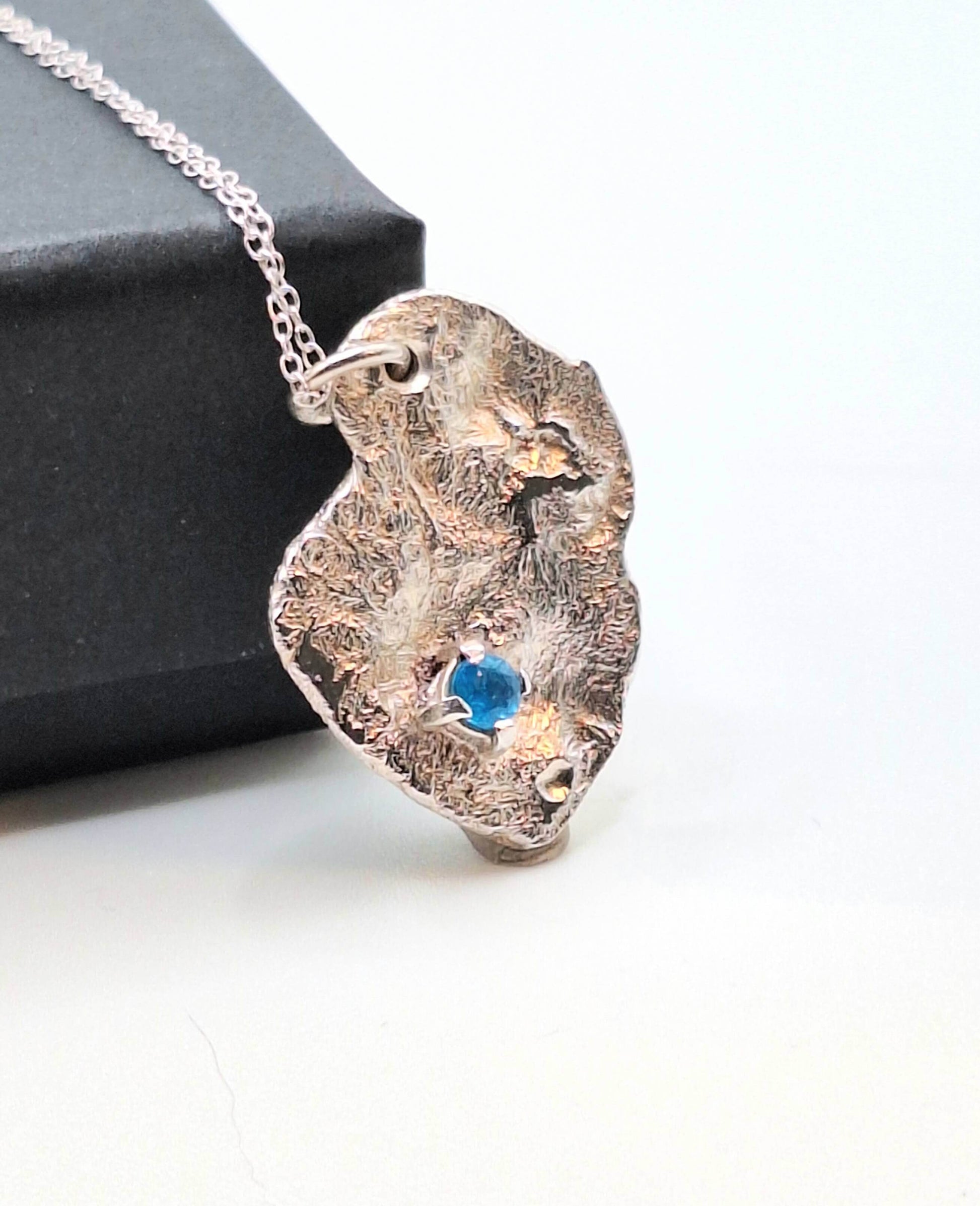 Silver Necklace Apatite ‘Silver Lava Solid’ - Silver Pendant Necklace (various designs and gemstones) homeware shops bristol gift shops bristol Sputnik Jewellery