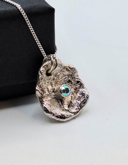 Silver Necklace Cubic Zirconia ‘Silver Lava Solid’ - Silver Pendant Necklace (various designs and gemstones) homeware shops bristol gift shops bristol Sputnik Jewellery