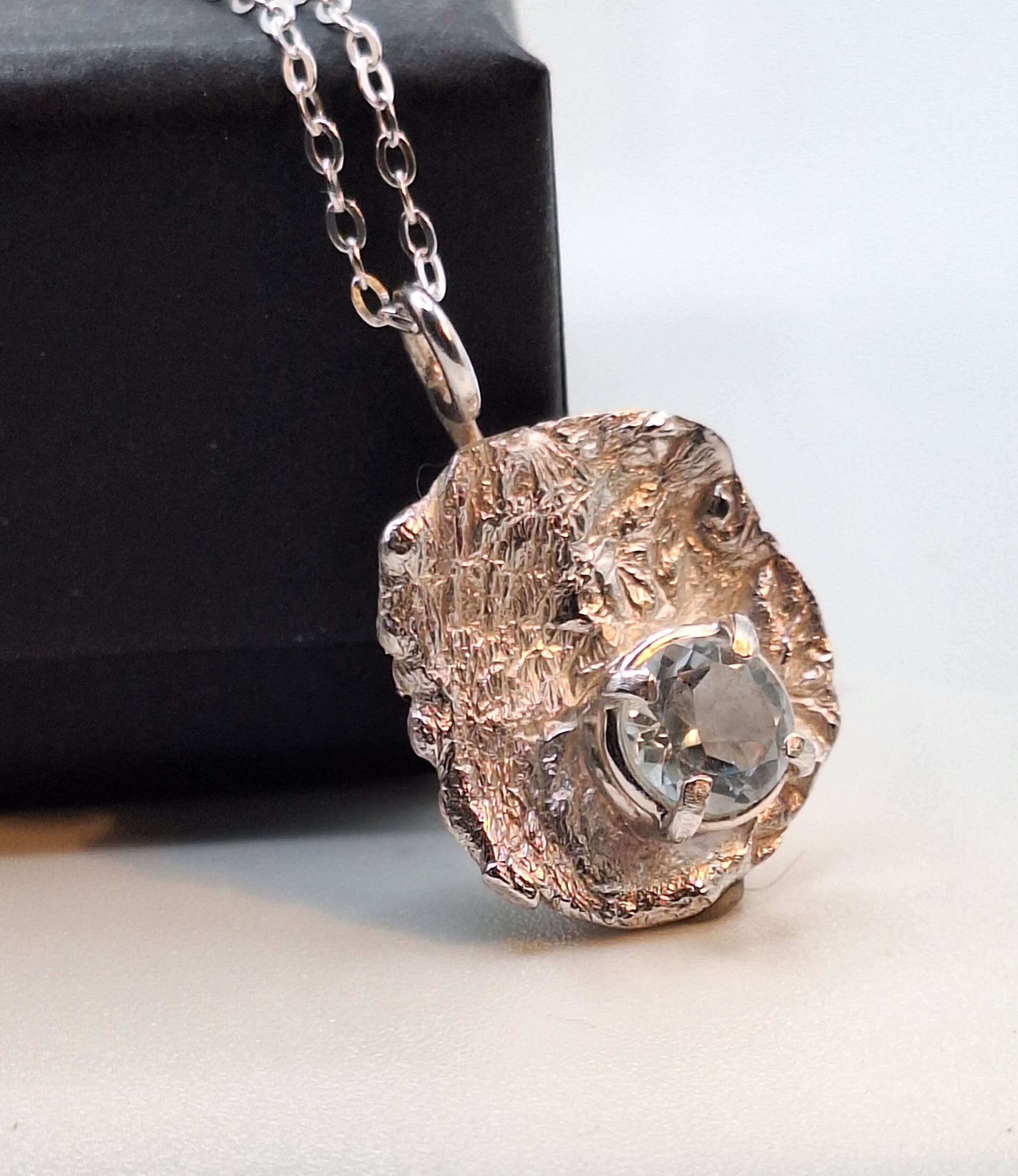 Silver Necklace Large Topaz ‘Silver Lava Solid’ - Silver Pendant Necklace (various designs and gemstones) homeware shops bristol gift shops bristol Sputnik Jewellery