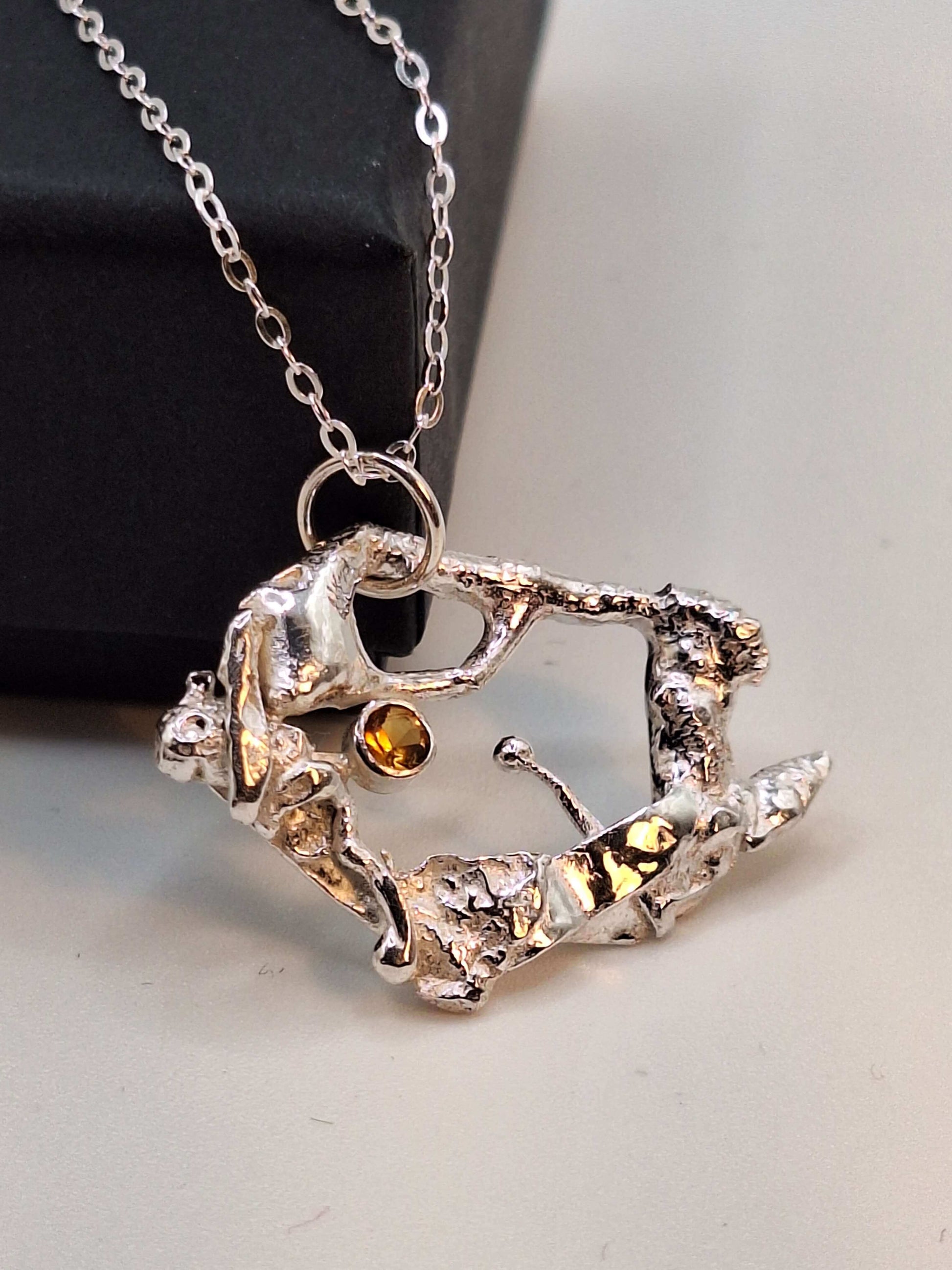 Silver Necklace ‘Silver Lava with Gemstone’ - Silver Pendant Necklace (various designs and gemstones) homeware shops bristol gift shops bristol Sputnik Jewellery