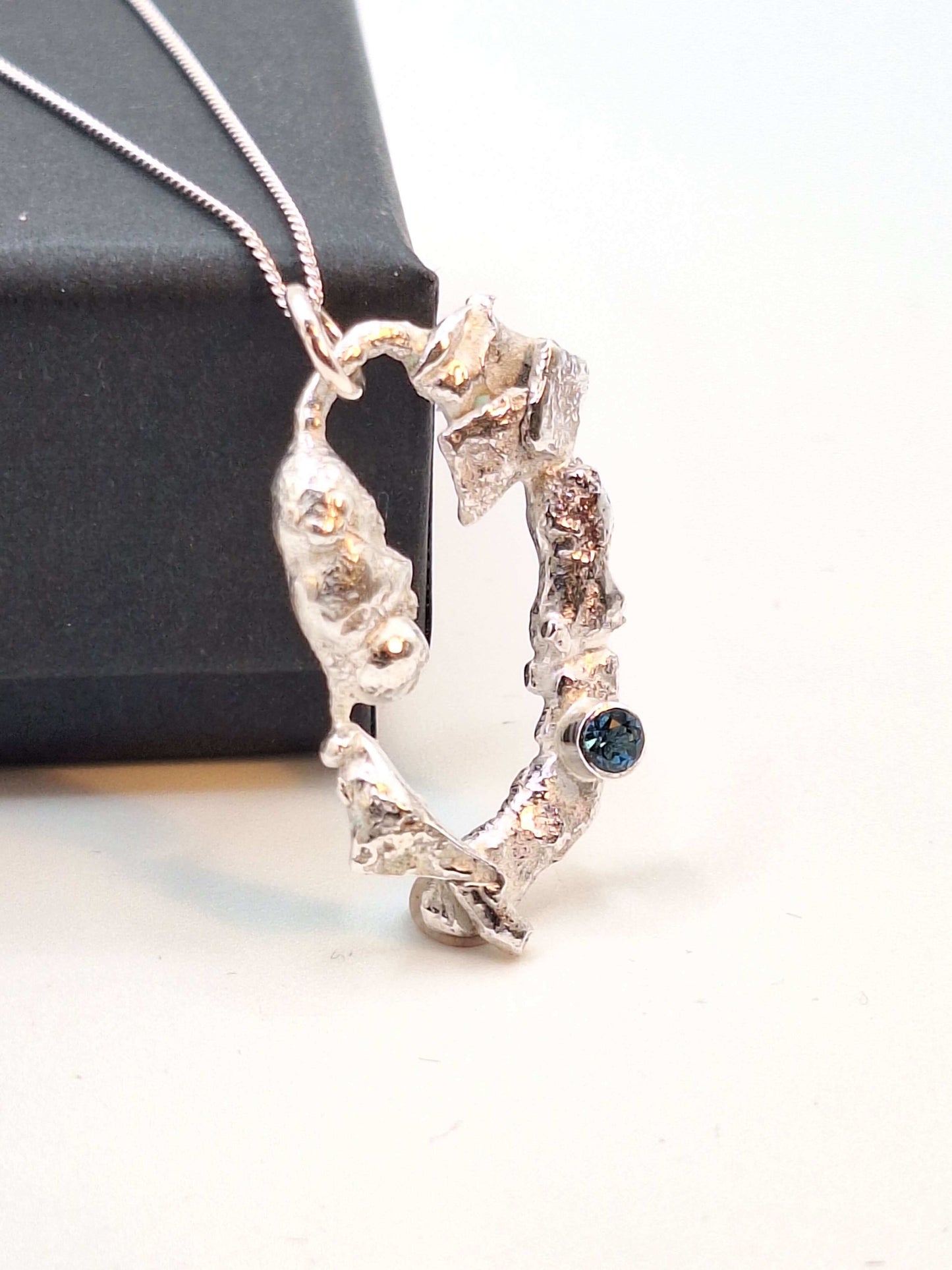 Silver Necklace ‘Silver Lava with Gemstone’ - Silver Pendant Necklace (various designs and gemstones) homeware shops bristol gift shops bristol Sputnik Jewellery