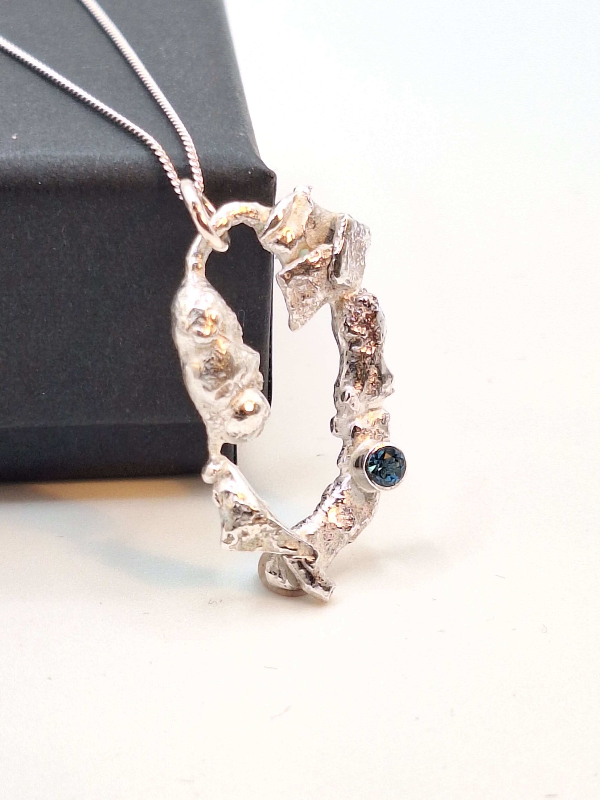 Silver Necklace ‘Silver Lava with Gemstone’ - Silver Pendant Necklace (various designs and gemstones) homeware shops bristol gift shops bristol Sputnik Jewellery
