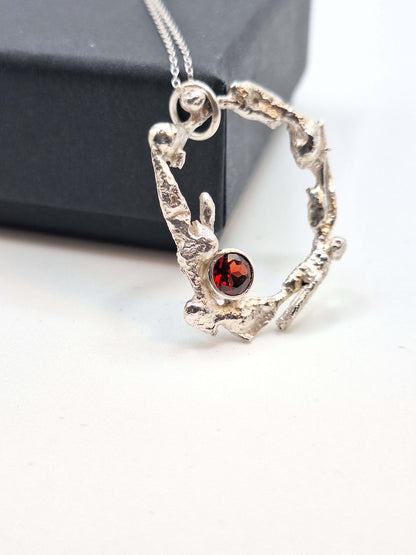 Silver Necklace ‘Silver Lava with Gemstone’ - Silver Pendant Necklace (various designs and gemstones) homeware shops bristol gift shops bristol Sputnik Jewellery