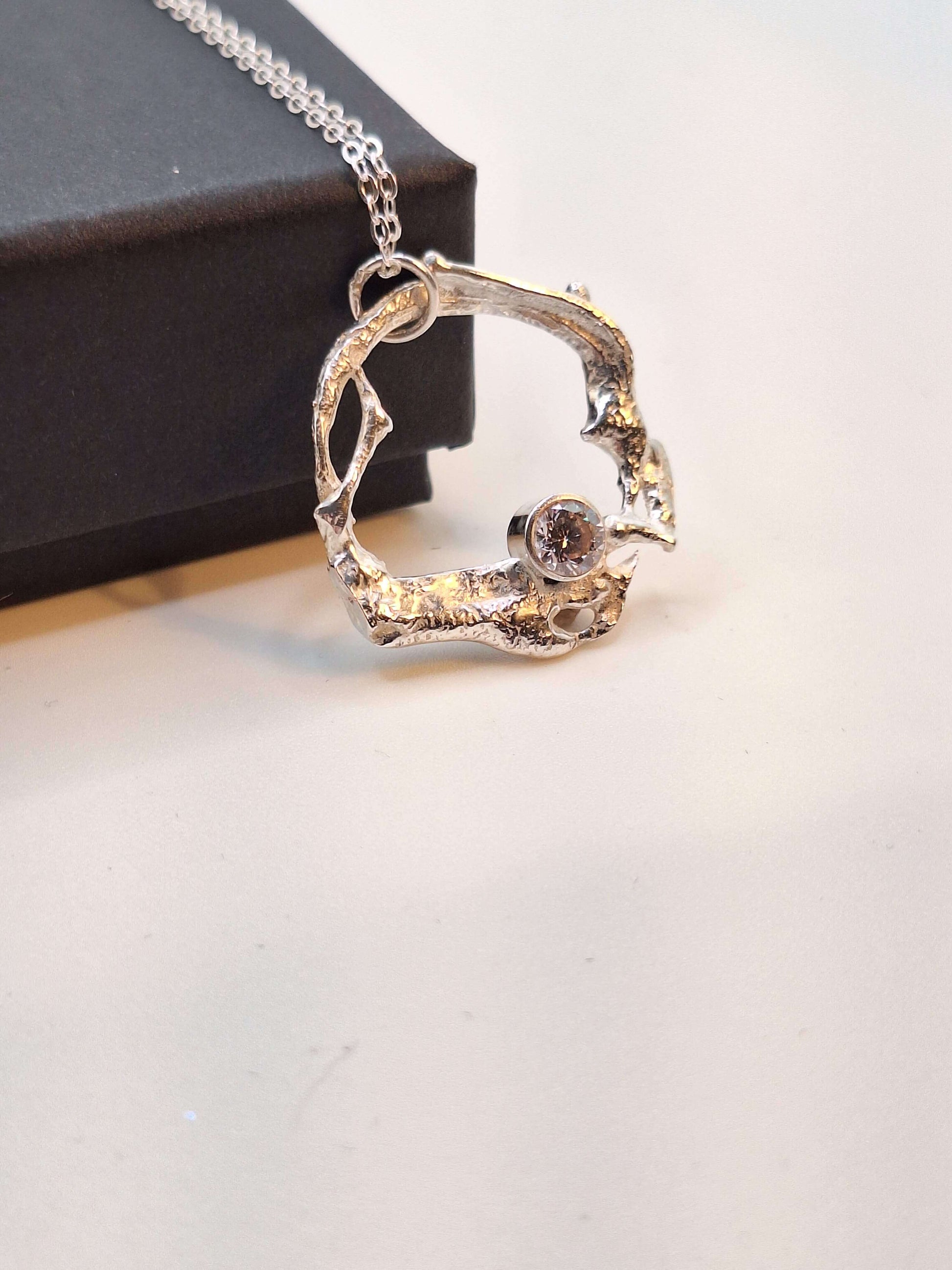 Silver Necklace ‘Silver Lava with Gemstone’ - Silver Pendant Necklace (various designs and gemstones) homeware shops bristol gift shops bristol Sputnik Jewellery