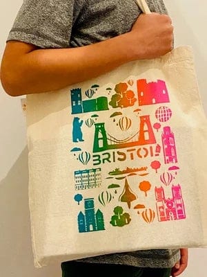 Bristol Tote Bag Hand printed Bristol Tote Bag homeware shops bristol gift shops bristol Sunny Luna