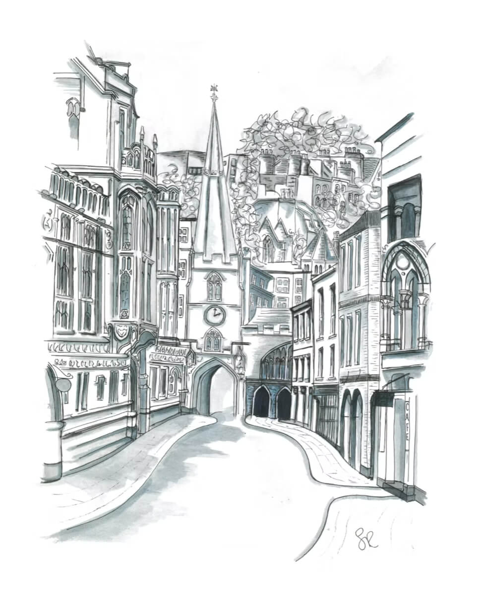 Bristol Postcards Broad Street Postcards of Bristol 6" x 4" (various designs) homeware shops bristol gift shops bristol Susie Ramsey Art