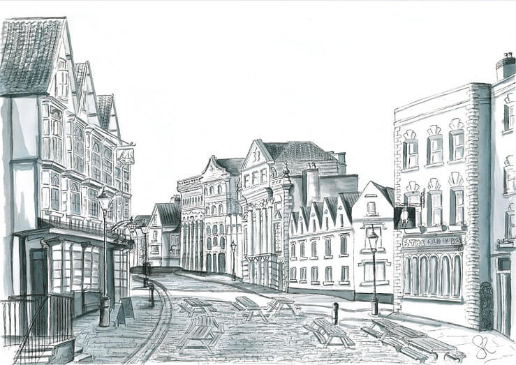 Bristol Postcards King Street Postcards of Bristol 6" x 4" (various designs) homeware shops bristol gift shops bristol Susie Ramsey Art