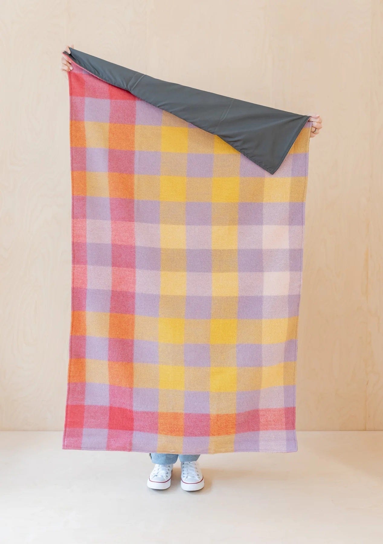 The Tartan Blanket Co Blankets Recycled Wool Small Picnic Blanket in Lilac Gradient Gingham