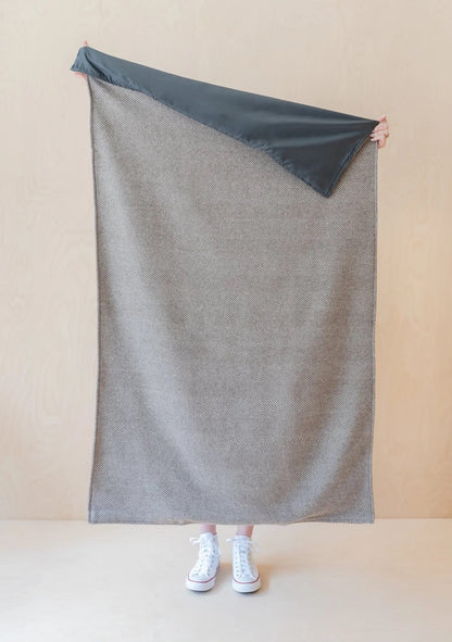 The Tartan Blanket Co Blankets Recycled Wool Small Picnic Blanket in Natural Herringbone