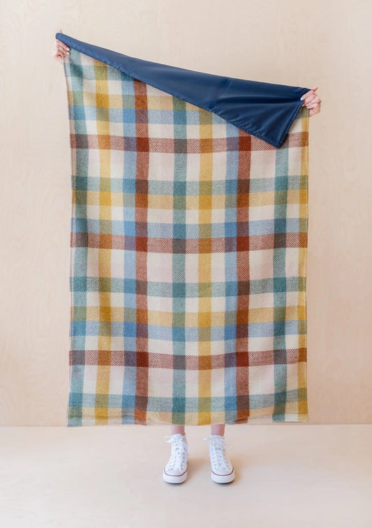 The Tartan Blanket Co Blankets Recycled Wool Small Picnic Blanket in Rainbow Herringbone Check
