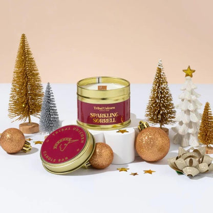 Christmas Candles Sparkling Sorrell Christmas Candle Tins  (Various Scents) homeware shops bristol gift shops bristol Tribal Unicorn