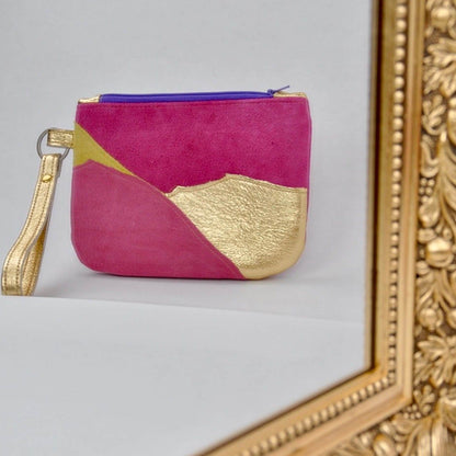 Zoe Dunn Designs Pink/Gold Leather Clutch Bag