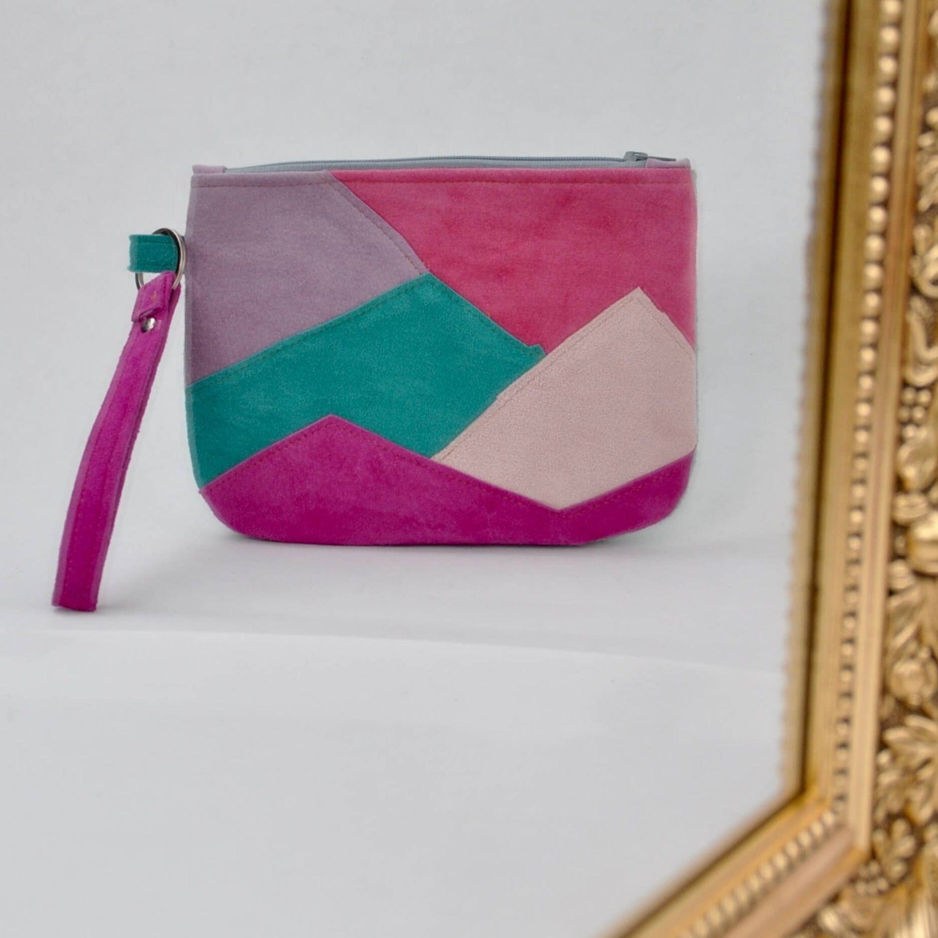 Zoe Dunn Designs Pink/Turquoise Leather Clutch Bag