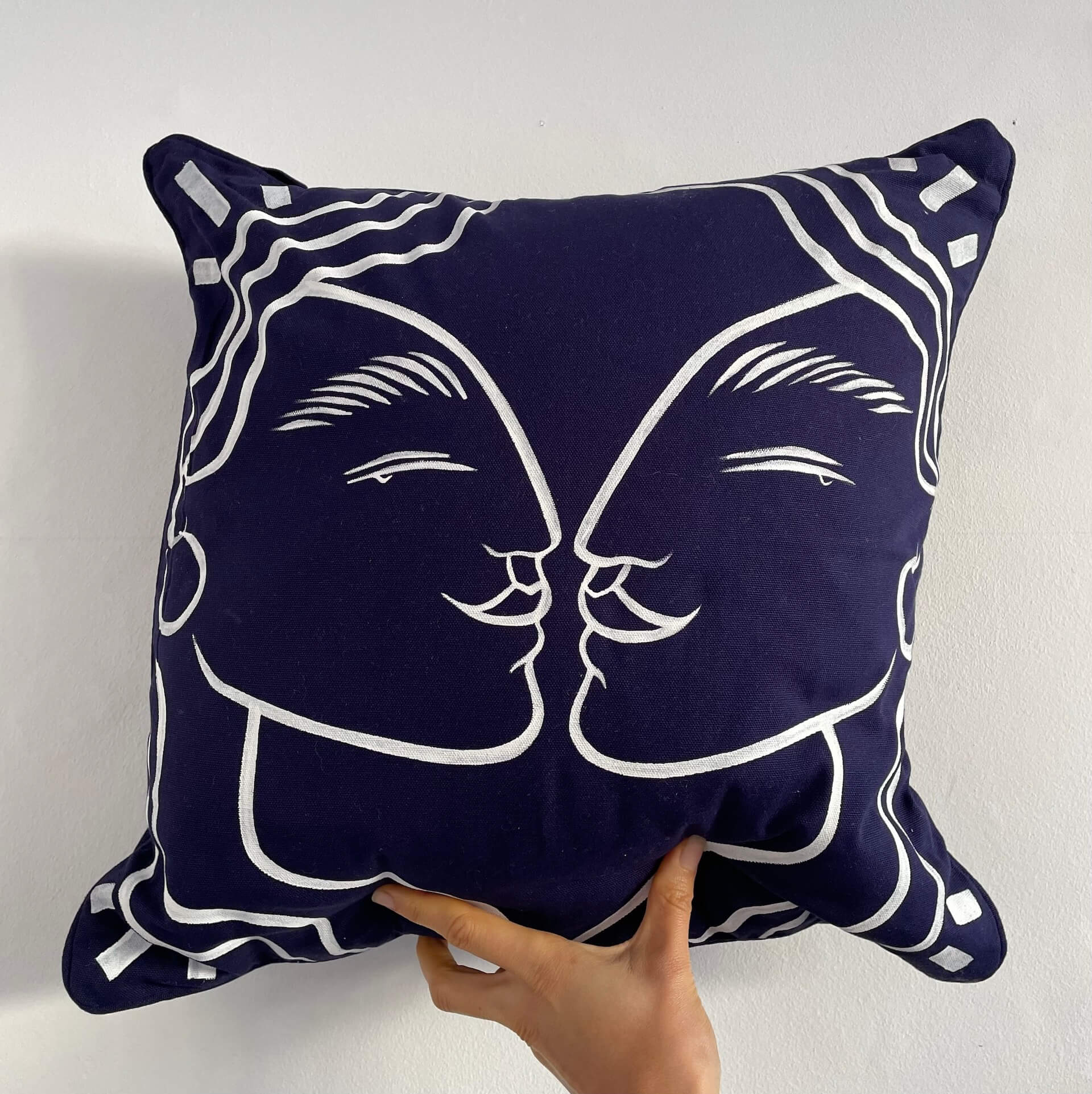 Amy Isles Freeman Blue Cushion