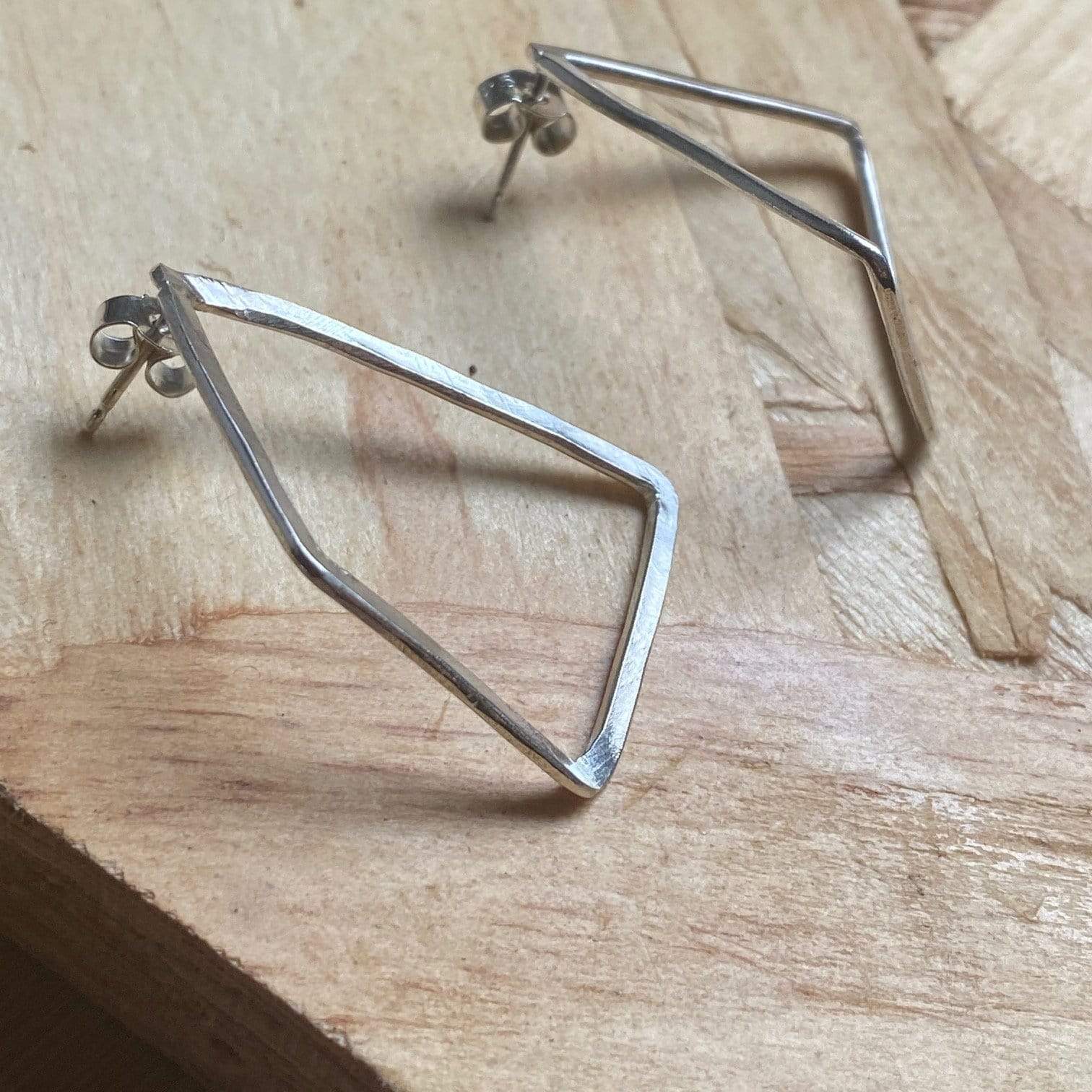 Ange B Designs Earrings Trapeze Geo Studs - Eco Silver