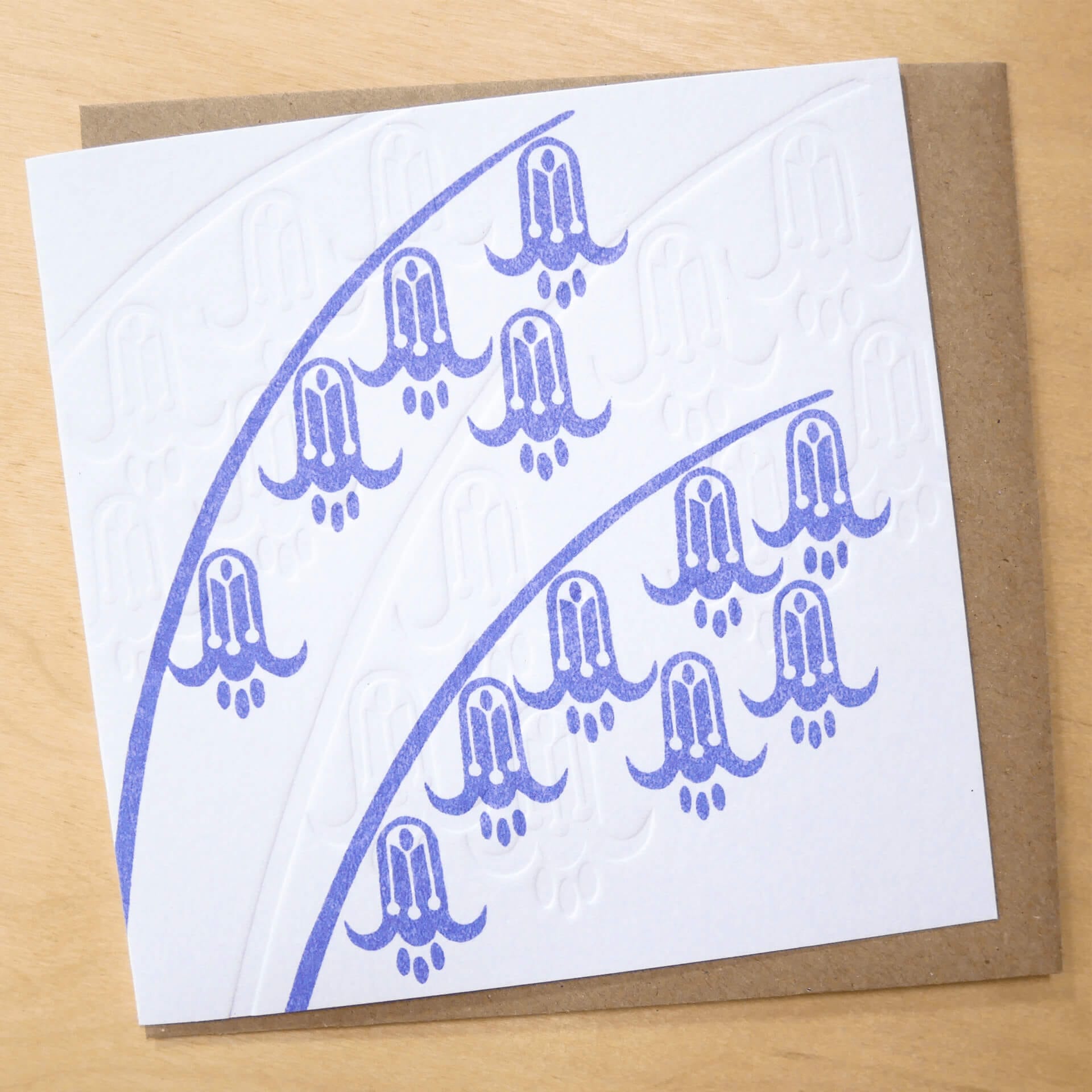 Ash Leaf Printing Greetings Card Bluebell (Embossed) - Greetings Card