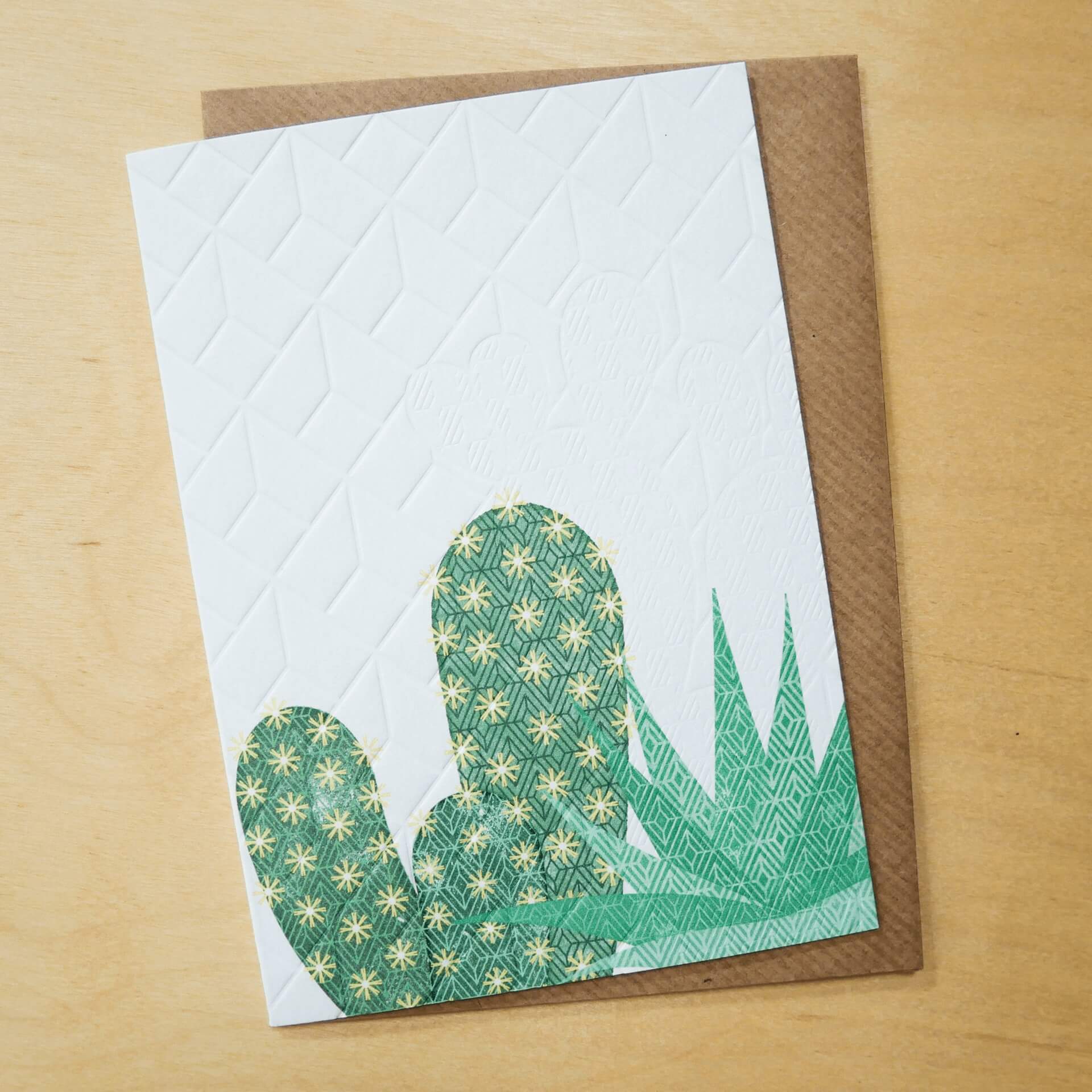 Ash Leaf Printing Greetings Card Cactus (Embossed) - Greetings Card