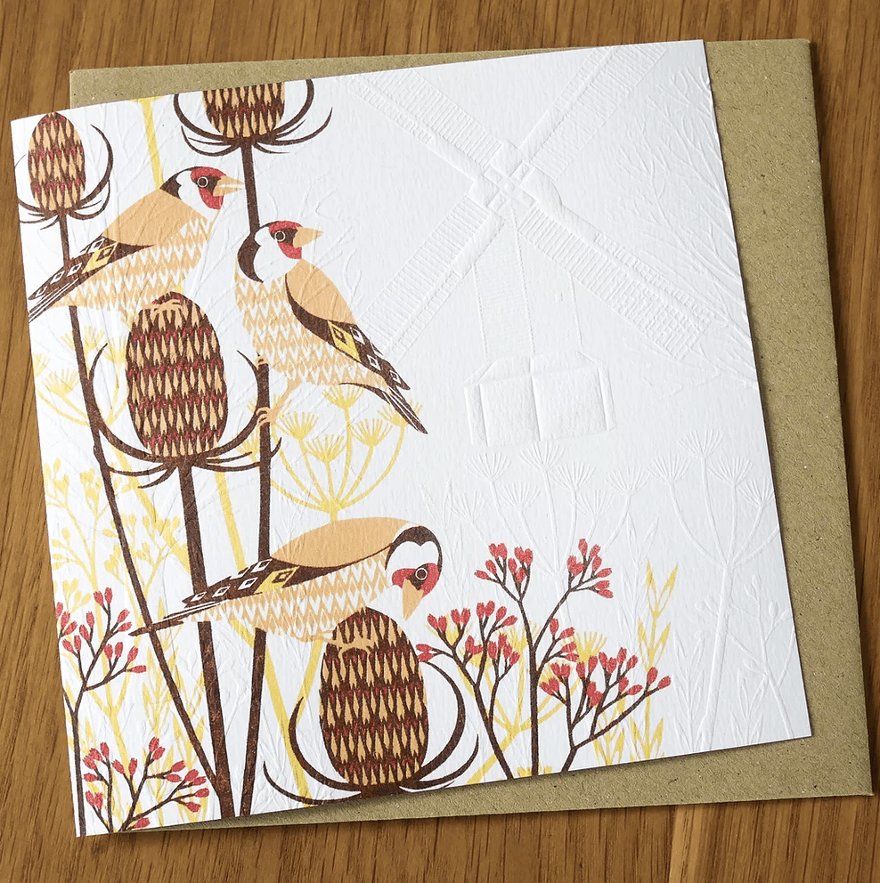 Ash Leaf Printing Greetings Card Goldfinches Card